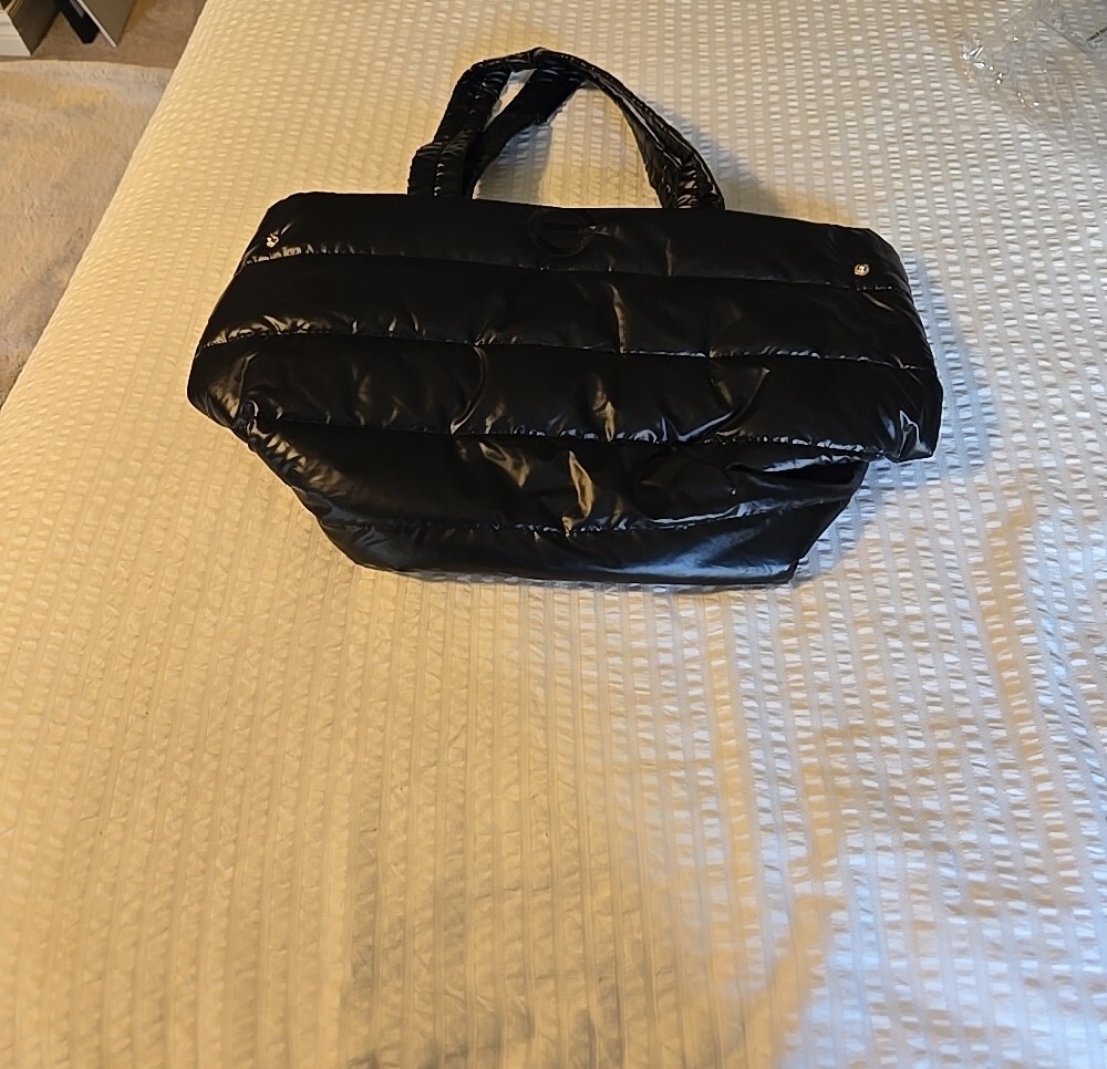 NEW Elizabeth Grant Black Quilted Puffer Tote Bag - Women - Picture 7 of 13